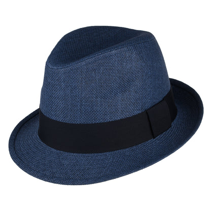 Chapeau Trilby en Paille Toyo bleu marine FAILSWORTH