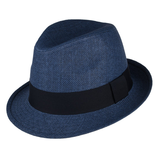 Chapeau Trilby en Paille Toyo bleu marine FAILSWORTH