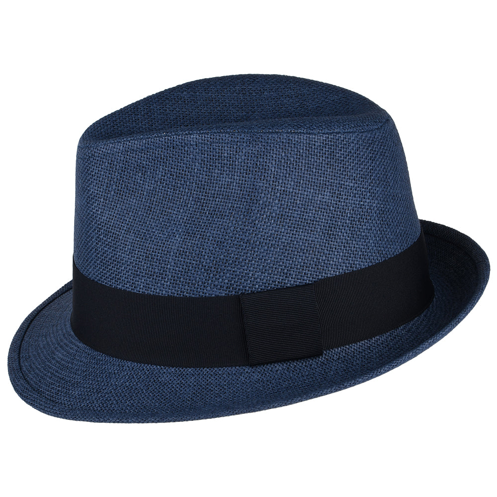 Chapeau Trilby en Paille Toyo bleu marine FAILSWORTH