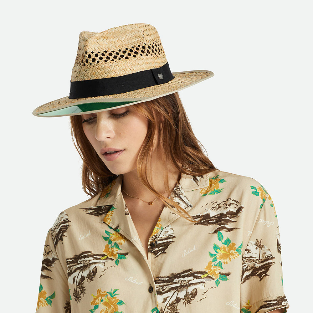 Chapeau Fedora en Paille Hunter beige sable BRIXTON