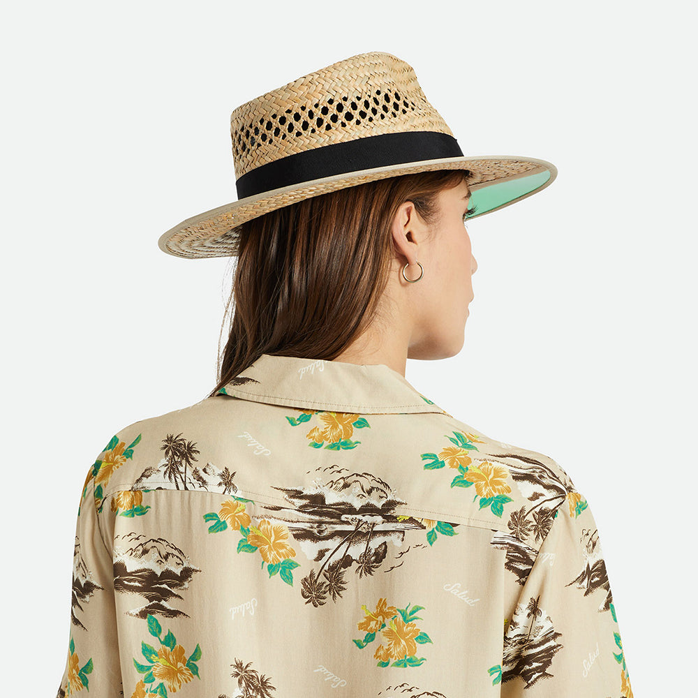 Chapeau Fedora en Paille Hunter beige sable BRIXTON