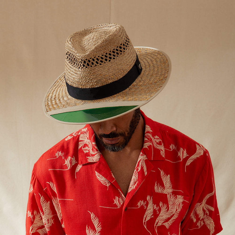 Chapeau Fedora en Paille Hunter beige sable BRIXTON