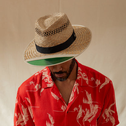 Chapeau Fedora en Paille Hunter beige sable BRIXTON