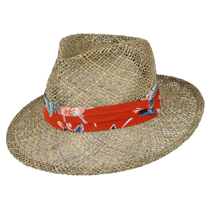 Chapeau Fedora en Jonc de Mer Aloha naturel-orange BRIXTON