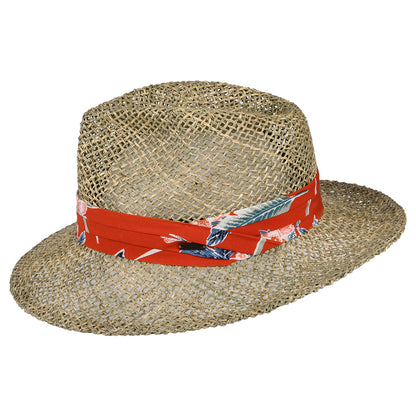 Chapeau Fedora en Jonc de Mer Aloha naturel-orange BRIXTON