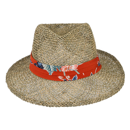 Chapeau Fedora en Jonc de Mer Aloha naturel-orange BRIXTON