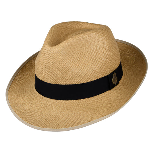 Chapeau Fedora Panama avec Bandeau bleu marine Classic Preset naturel CHRISTYS