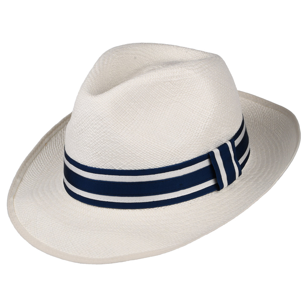 Chapeau Fedora Panama avec Bandeau à Rayures Ascot Striatus Preset décoloré CHRISTYS