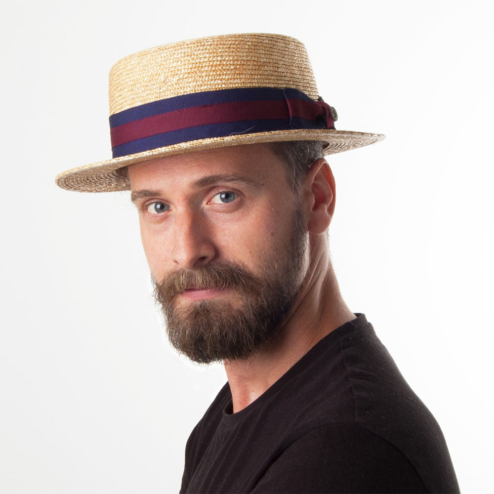 Chapeau Canotier en Paille avec Bandeau à Rayures naturel JAXON & JAMES