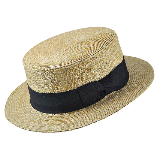 Chapeau Canotier en Paille avec Bandeau Noir naturel JAXON & JAMES