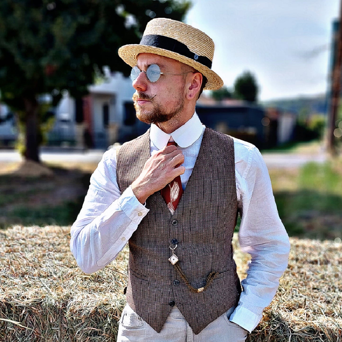Chapeau Canotier en Paille avec Bandeau Noir naturel JAXON & JAMES