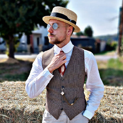 Chapeau Canotier en Paille avec Bandeau Noir naturel JAXON & JAMES