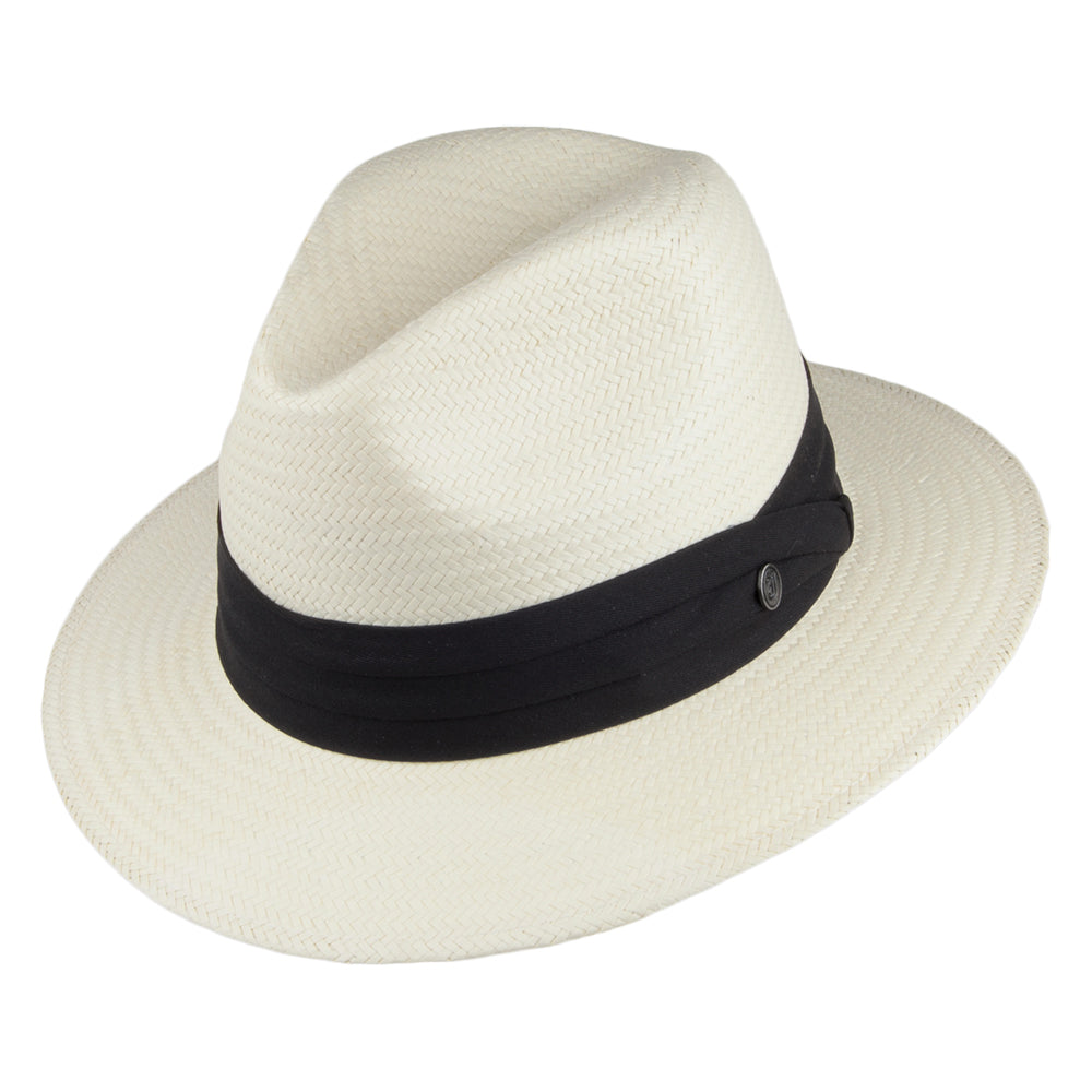 Chapeau Fedora Safari en Paille Toyo ivoire avec Bandeau noir JAXON & JAMES