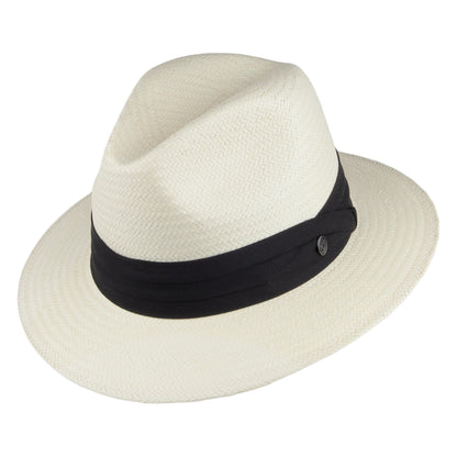 Chapeau Fedora Safari en Paille Toyo ivoire avec Bandeau noir JAXON & JAMES