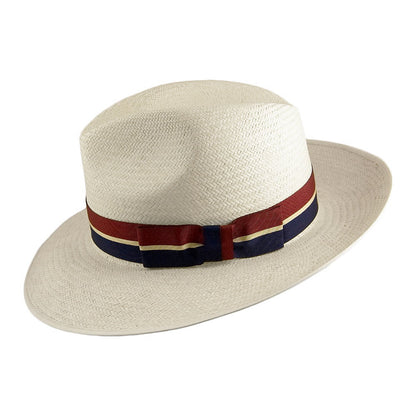 Chapeau Fedora Panama à Bord Rabattable naturel avec Bandeau à Rayures OLNEY