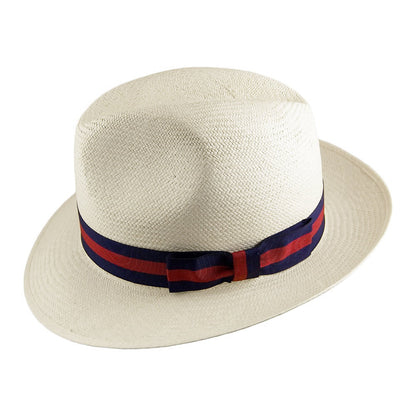Chapeau Fedora Panama Excellent naturel avec Bandeau Rayé OLNEY