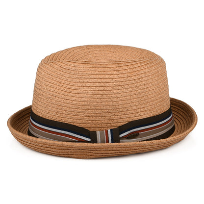 Chapeau Trilby en Paille à Bandeau Rayé toast SCALA
