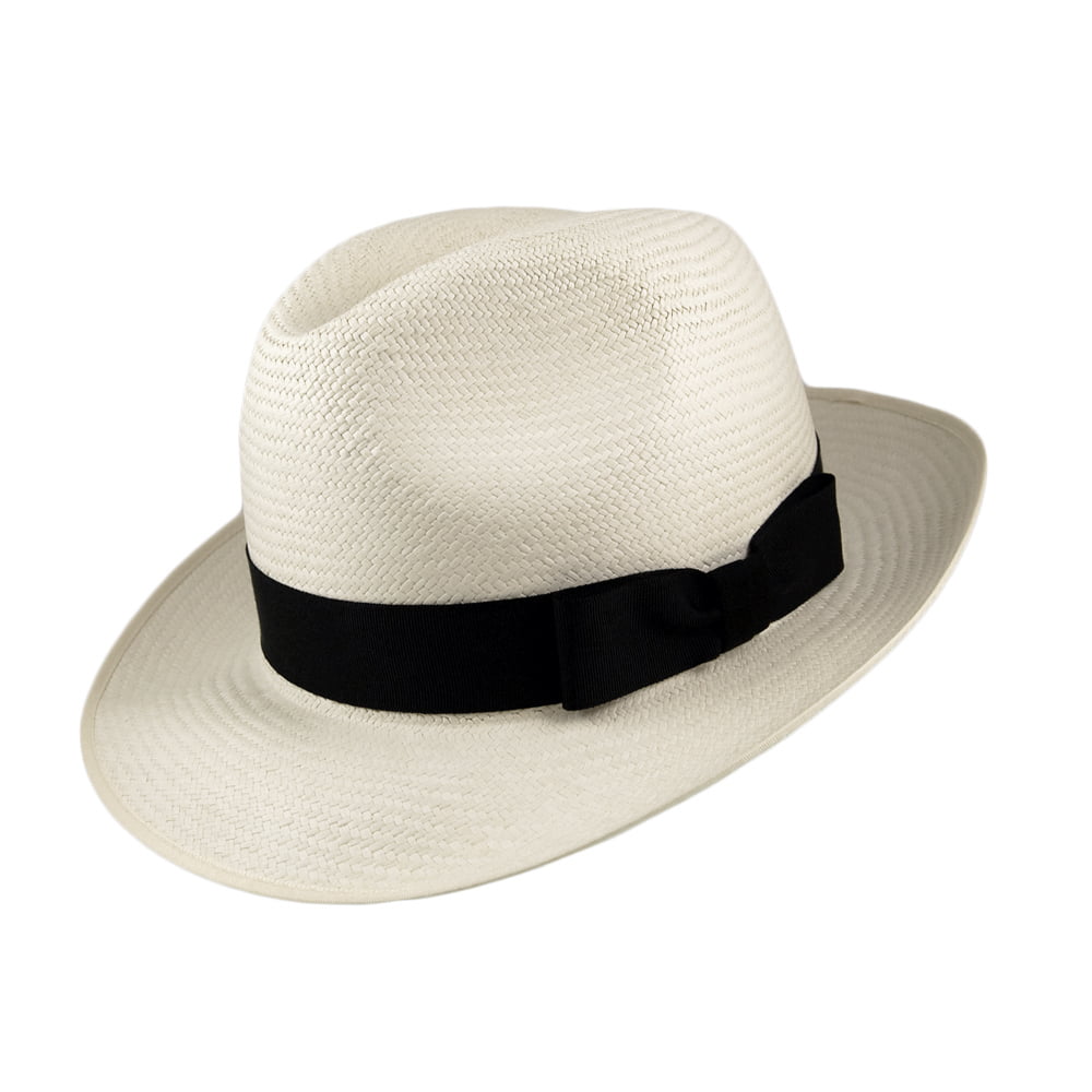 Chapeau Fedora Panama Excellent naturel avec Bandeau noir OLNEY