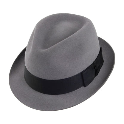 Chapeau Trilby en Fourrure Feutrée Pinch Vegas gris clair CHRISTYS