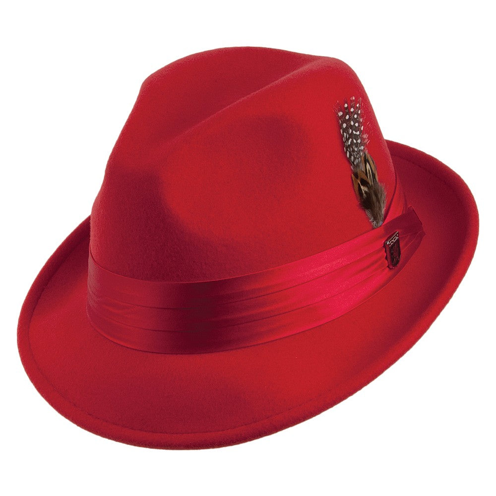 Chapeau Trilby en Laine Feutrée Déformable rouge STACY ADAMS