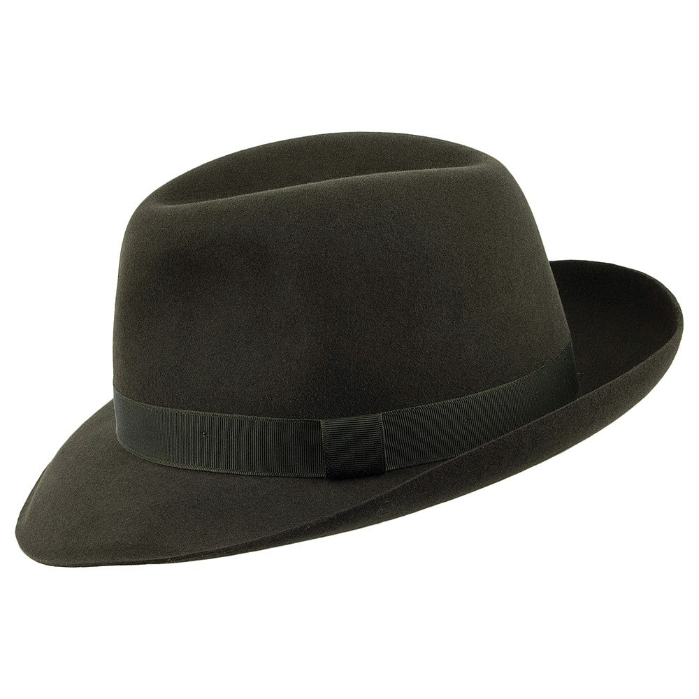 Chapeau Fedora en Fourrure Feutrée Foldaway vert foncé CHRISTYS