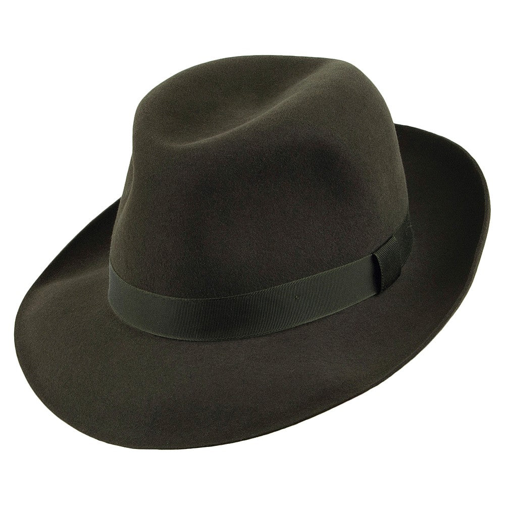 Chapeau Fedora en Fourrure Feutrée Foldaway vert foncé CHRISTYS