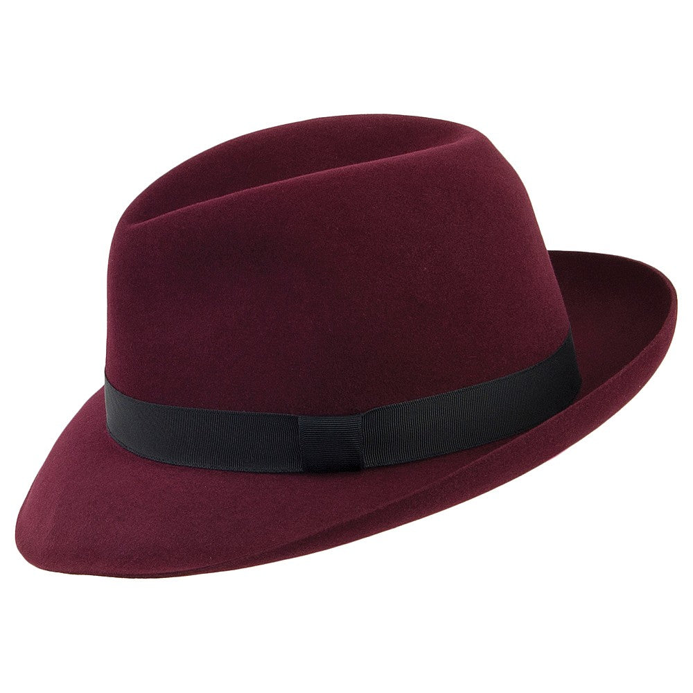 Chapeau Fedora en Fourrure Feutrée Foldaway vin CHRISTYS