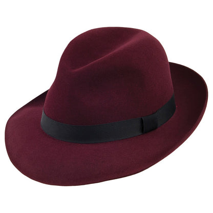 Chapeau Fedora en Fourrure Feutrée Foldaway vin CHRISTYS