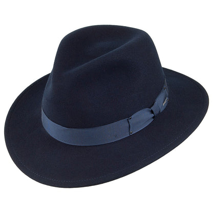 Chapeau Fedora en Laine Feutrée Déformable Hydrofuge Curtis bleu marine BAILEY