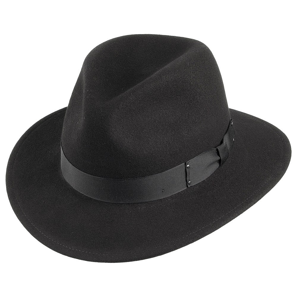 Chapeau Fedora en Laine Feutrée Déformable Hydrofuge Curtis noir BAILEY