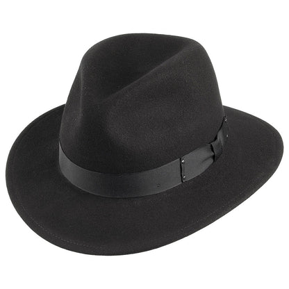 Chapeau Fedora en Laine Feutrée Déformable Hydrofuge Curtis noir BAILEY