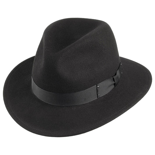 Chapeau Fedora en Laine Feutrée Déformable Hydrofuge Curtis noir BAILEY