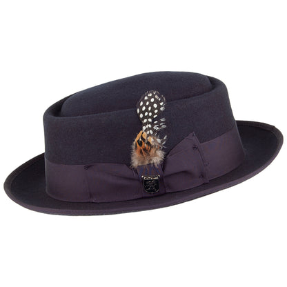 Chapeau Pork Pie en Laine Feutrée bleu marine STACY ADAMS