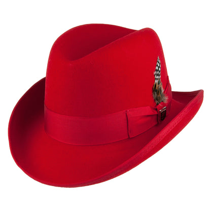 Chapeau Homburg en Laine Feutrée rouge STACY ADAMS