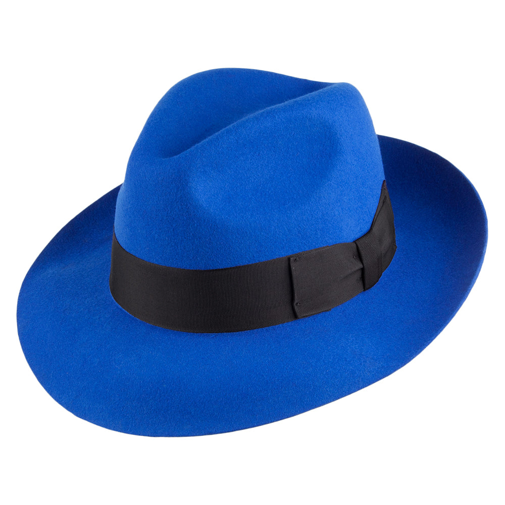 Chapeau Fedora en Laine Feutrée Mayfair bleu cobalt DENTON