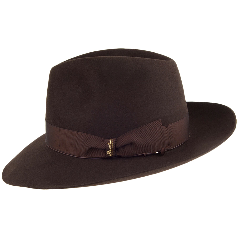 Chapeau Fedora en Fourrure Feutrée Avalon marron foncé BORSALINO