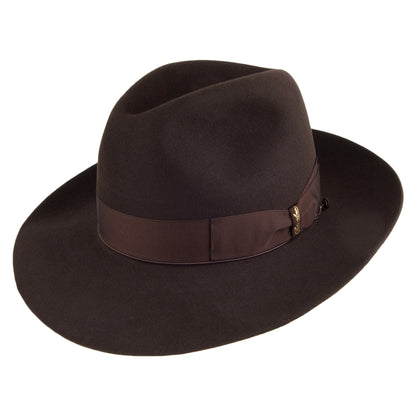 Chapeau Fedora en Fourrure Feutrée Avalon marron foncé BORSALINO