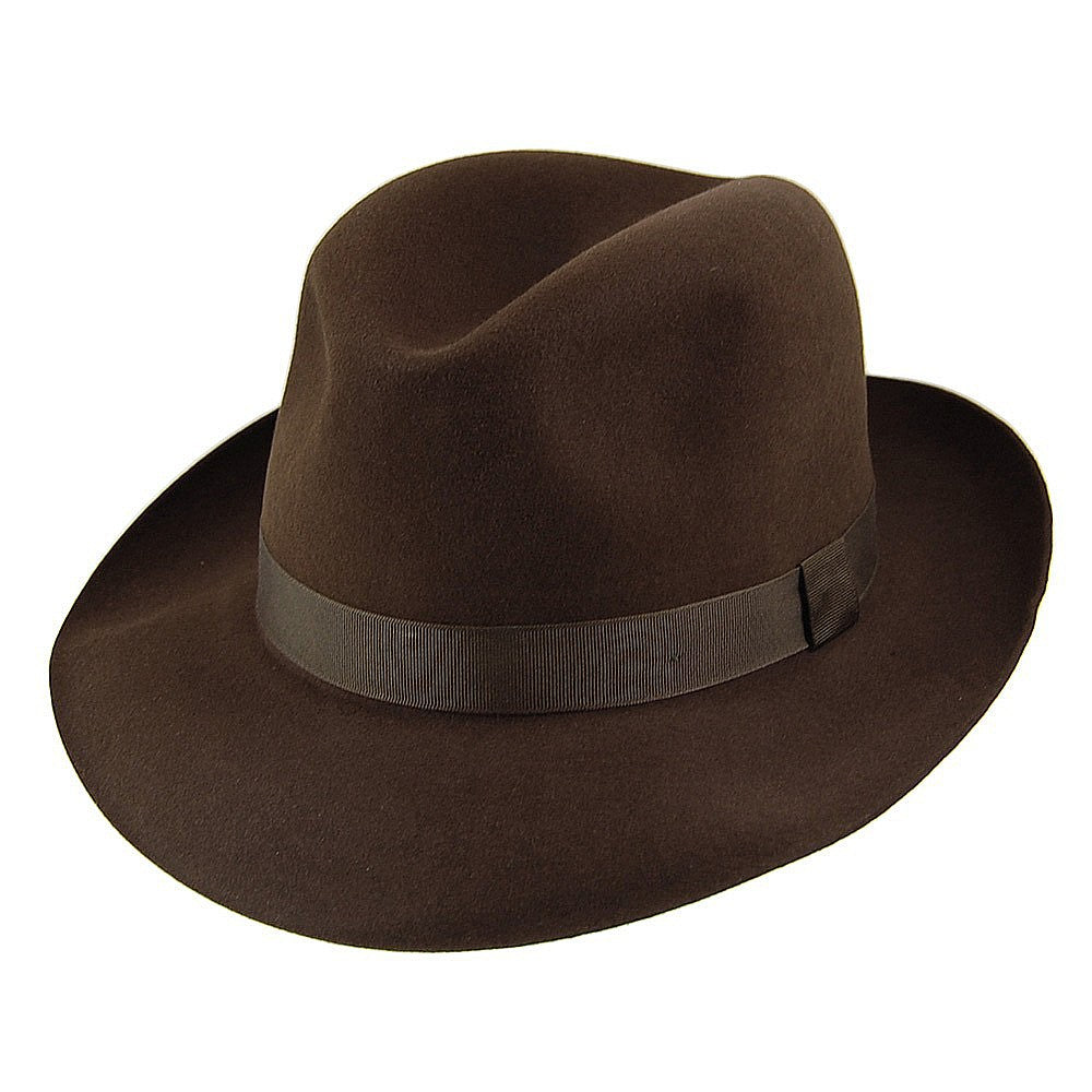 Chapeau Fedora en Fourrure Feutrée Foldaway marron CHRISTYS
