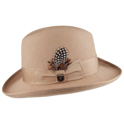 Chapeau Homburg en Laine Feutrée camel STACY ADAMS
