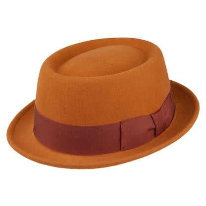 Chapeau Pork Pie en Laine Feutrée Déformable Hydrofuge Darron caramel BAILEY