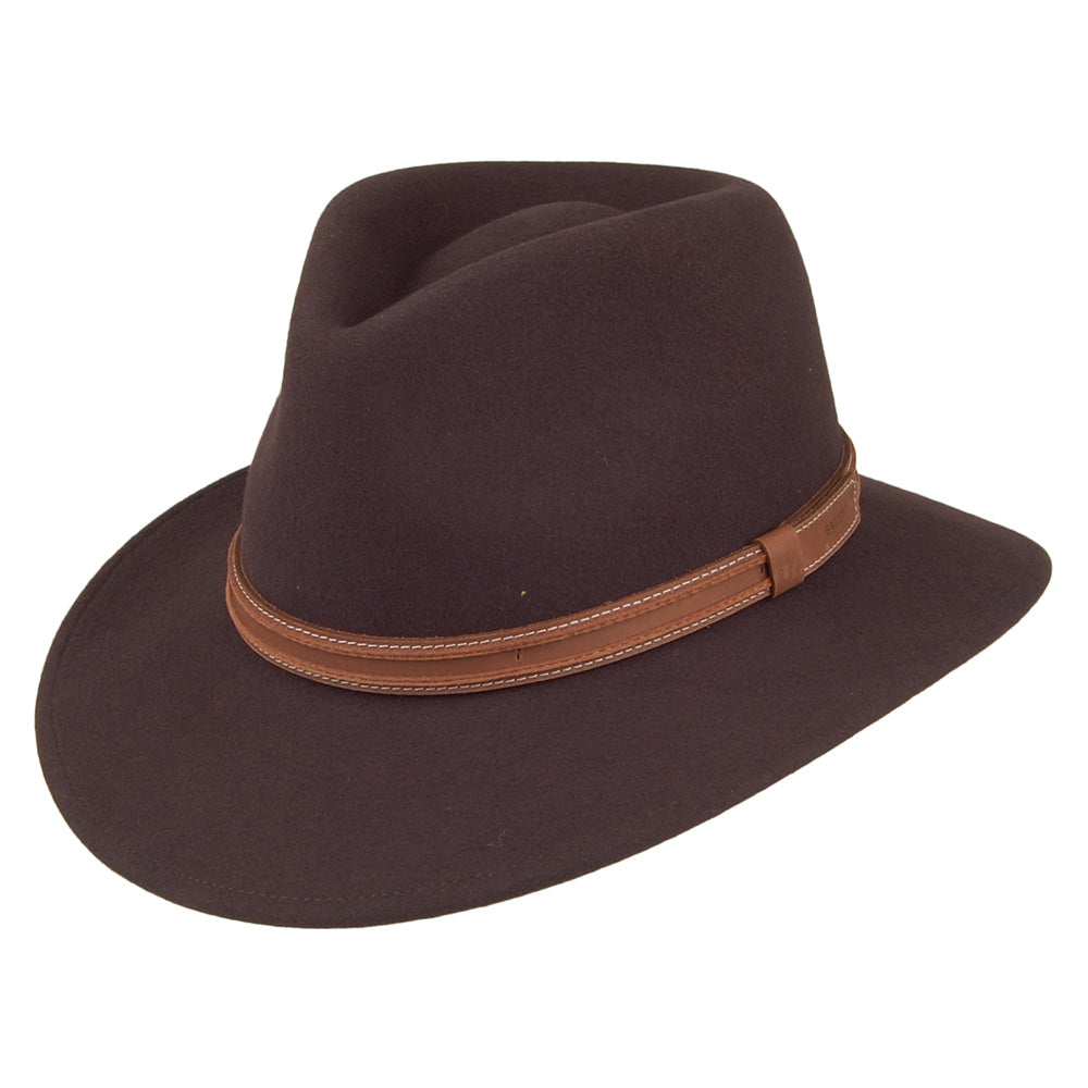 Chapeau Safari Fedora en LiteFelt Camden marron BAILEY
