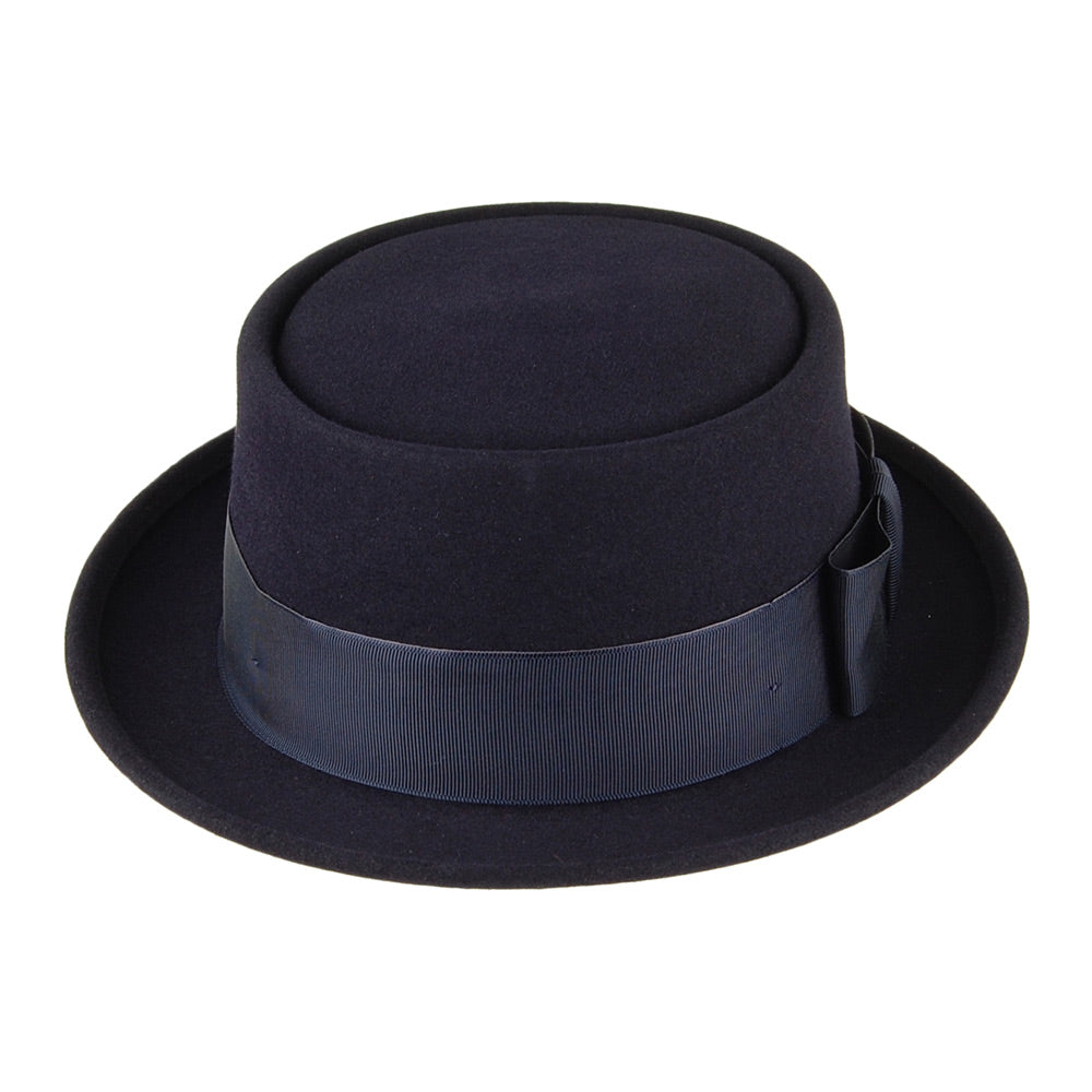 Chapeau Pork Pie en Fourrure Feutrée Monk bleu marine CHRISTYS