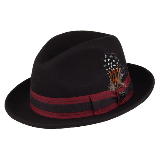 Chapeau Trilby en Laine Feutrée Pinch Crown Irving noir STACY ADAMS