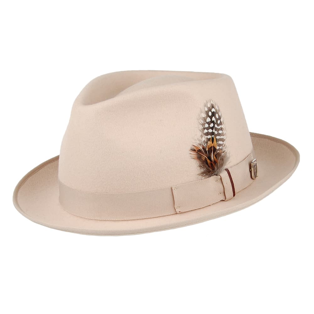 Chapeau Fedora C-Crown en Laine Hebron beige STACY ADAMS