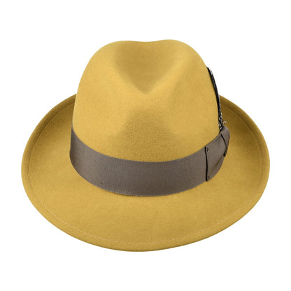 Chapeau Fedora en Laine Feutrée Déformable Hydrofuge Blixen moutarde BAILEY