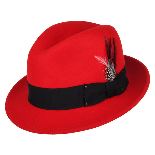 Chapeau Trilby en Laine Feutrée Déformable Hydrofuge Tino rouge BAILEY