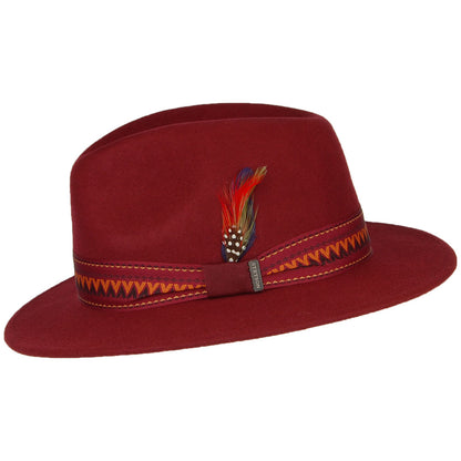 Chapeau Fedora en Laine Feutrée Aztek bordeaux STETSON