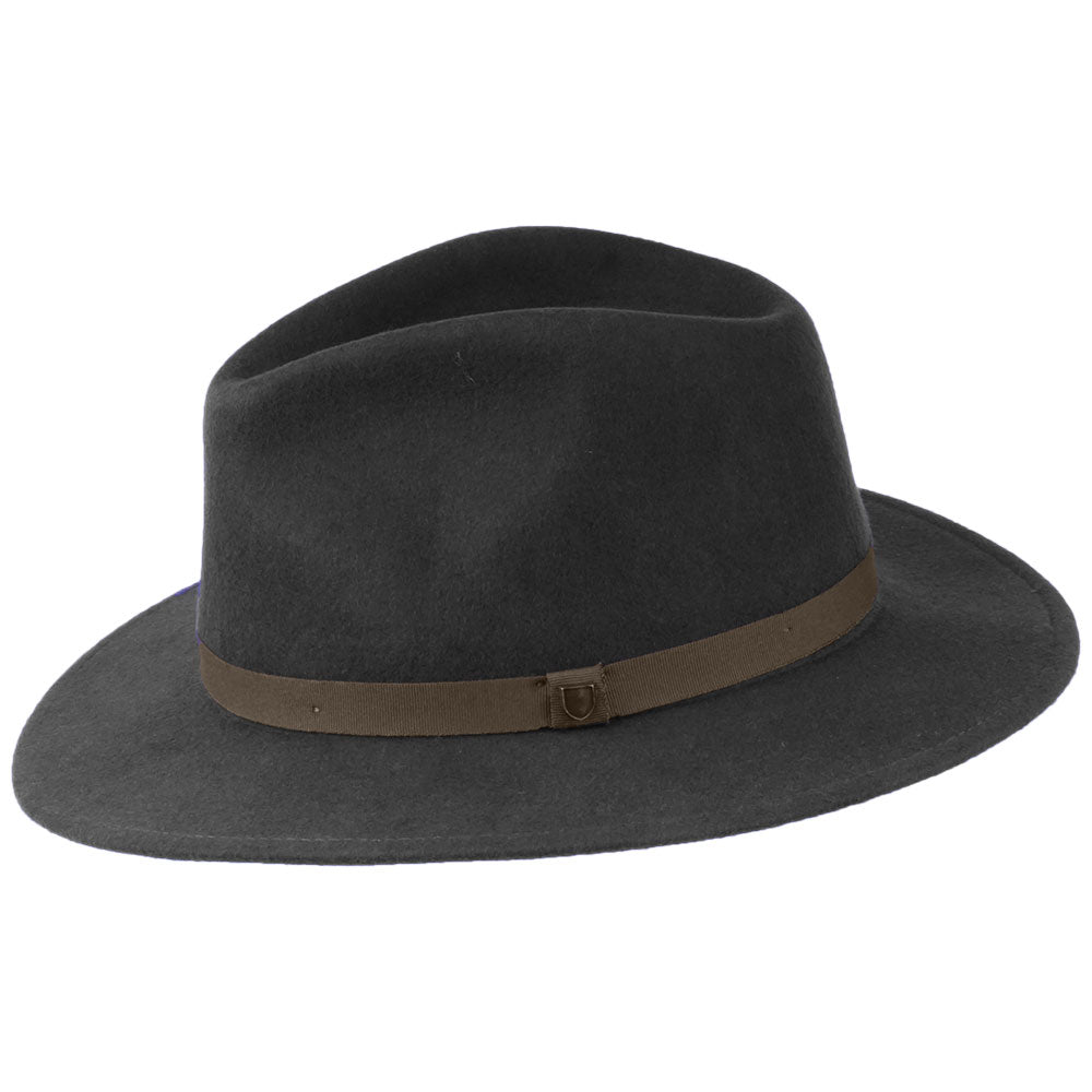 Chapeau Fedora en Laine Feutrée Pliable Messer noir délavé-marron BRIXTON