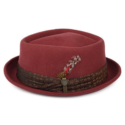 Chapeau Pork Pie en Laine Feutrée Stout rouge brique BRIXTON