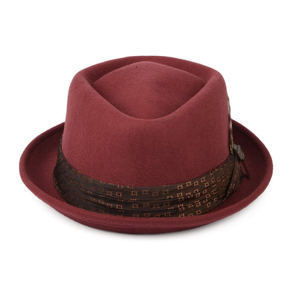 Chapeau Pork Pie en Laine Feutrée Stout rouge brique BRIXTON